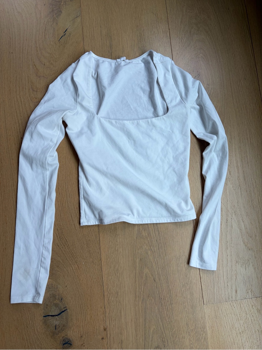 Garage White Long-Sleeve Square Neck Top